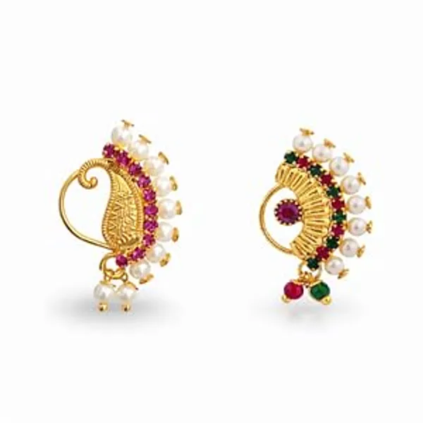 Ethnic_Maharashtrian_Pressing_Nath_Combo_Set_With_Border_&_Stone_Detailing_For_Women