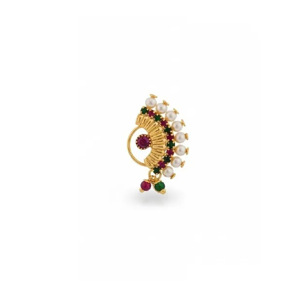 Maharashtrian_Pressing_Nath_Combo_|_Traditional_Crescent_Nose_Ring_With_Stone_Border_And_Multicolor_Stone_Work_|_Non_Piercing_Press_Fit_Bridal_Jewelry_For_Women