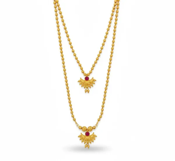 Traditional_Gold-Plated_Chandrakor_Design_Double_Layer_Necklace_Combo_With_Stone_Pendant_For_Women_&_Girls_(Adjustable)