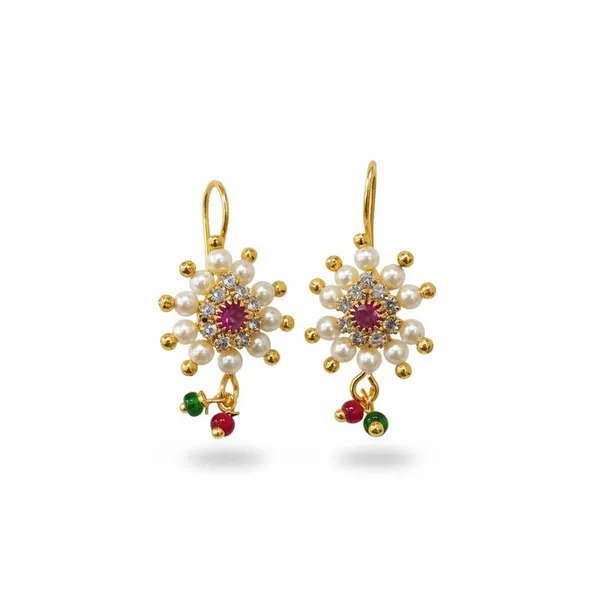 Traditional_Maharashtrian_Pressing_Bugadi_Earrings_|_Flower_Pattern_Red_Green_Stones_Bugadi_For_Women