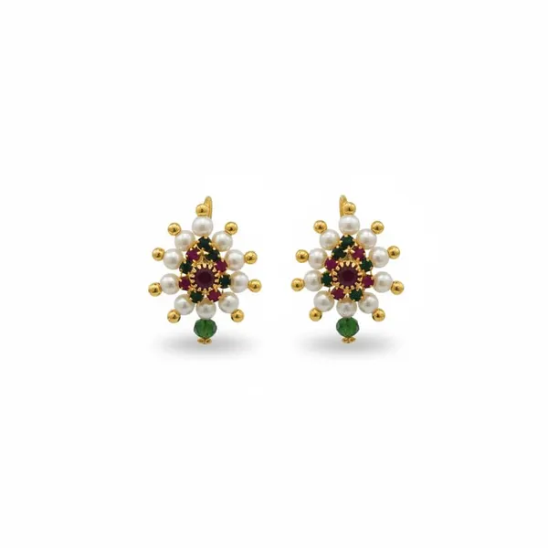 Traditional_Maharashtrian_Pressing_Bugadi_Earrings_|_Flower_Red_Green_Stones_And_Gold_Finish_Bugadi_For_Women