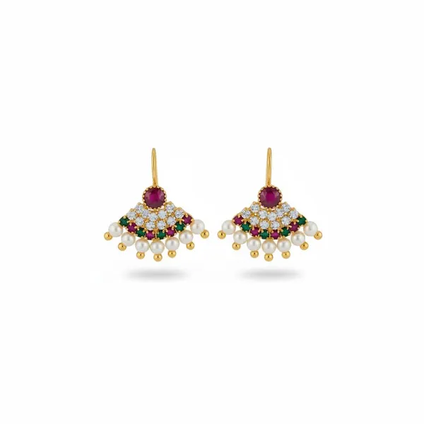 Gold_Plated_Maharashtrian_Pressing_Bugadi_Earrings_|_Fan_Design_With_Stone_Red_Green_Work_Bugadi_For_Women