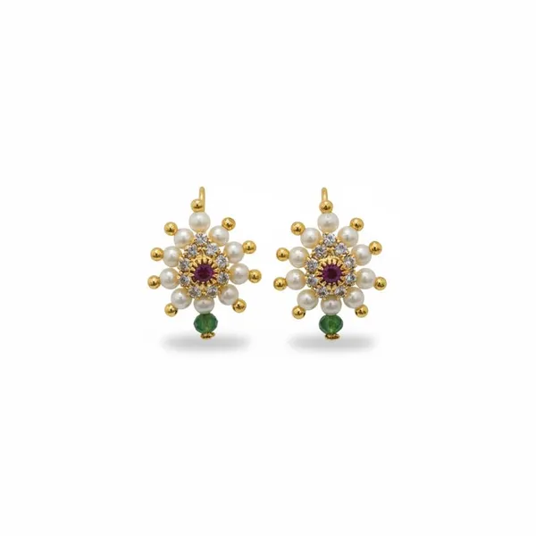 Traditional_Maharashtrian_Pressing_Bugadi_Earrings_|_Flower_Design_Red_Stone_Green_Drop_Bugadi_For_Women