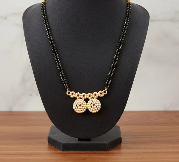Gold_Plated_Mangalsutra_|_18_Inch_Double_Line_Black_Beads_Chain_|_Stone_Twin_Vati_Pendant_For_Women