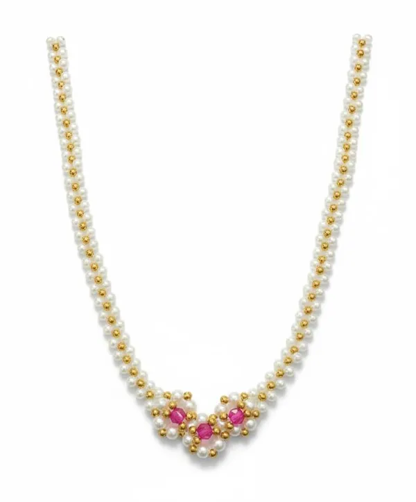 Stone_Elegance_V_Shape_Necklace_|_Pink_Crystal_Stone_Pendant_|_Fashion_Jewelry_For_Women_And_Girls