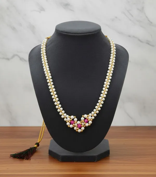 Stone_Elegance_V_Shape_Necklace_|_Pink_Crystal_Stone_Pendant_|_Fashion_Jewelry_For_Women_And_Girls