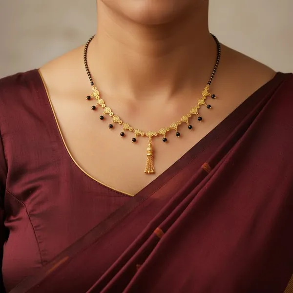 Traditional_Gold_Plated_Mangalsutra_|_18_Inch_Elegant_Black_Beads_Chain_|_Classic_Jewelry_For_Women