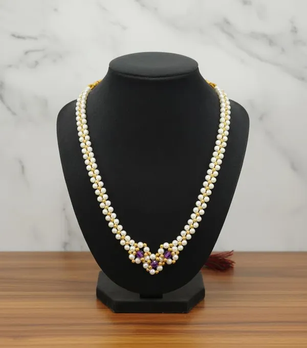 Stone_Elegance_V_Shape_Necklace_|_Purple_Crystal_Stone_Pendant_|_Stylish_Jewelry_For_Women_And_Girls