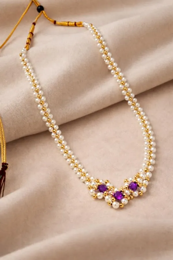 Stone_Elegance_V_Shape_Necklace_|_Purple_Crystal_Stone_Pendant_|_Stylish_Jewelry_For_Women_And_Girls