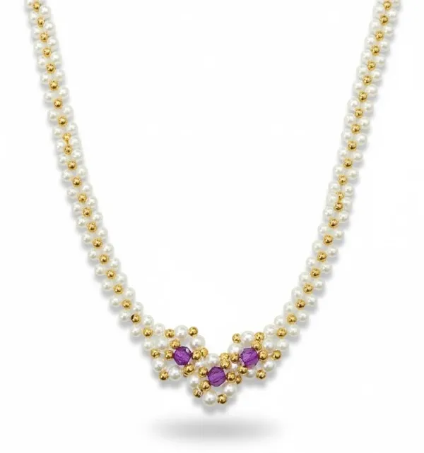 Stone_Elegance_V_Shape_Necklace_|_Purple_Crystal_Stone_Pendant_|_Stylish_Jewelry_For_Women_And_Girls