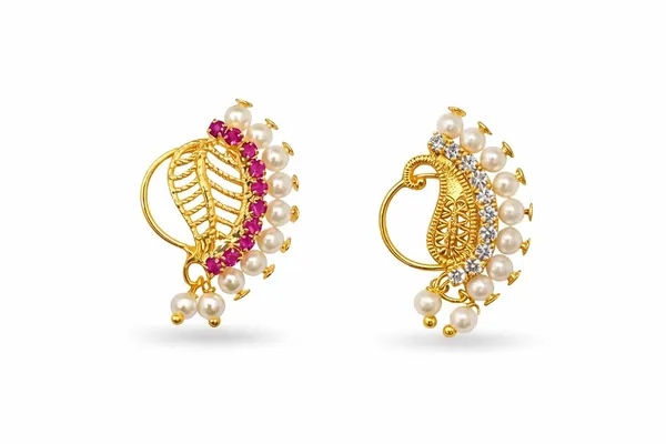 Traditional_Maharashtrian_Nose_Ring_For_Women,_Clip_On,_Gold_Plated,_Pearl,_Without_Piercing,