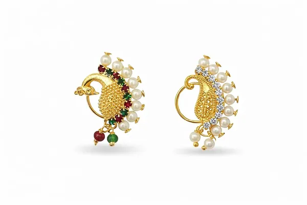 Gold_Plated_Maharashtrian_Nath_Non_Piercing_Nose_Pin_With_Pearl,_Alloy,_Artificial_Stone_Cz,_Valentine_Gift_For_Her