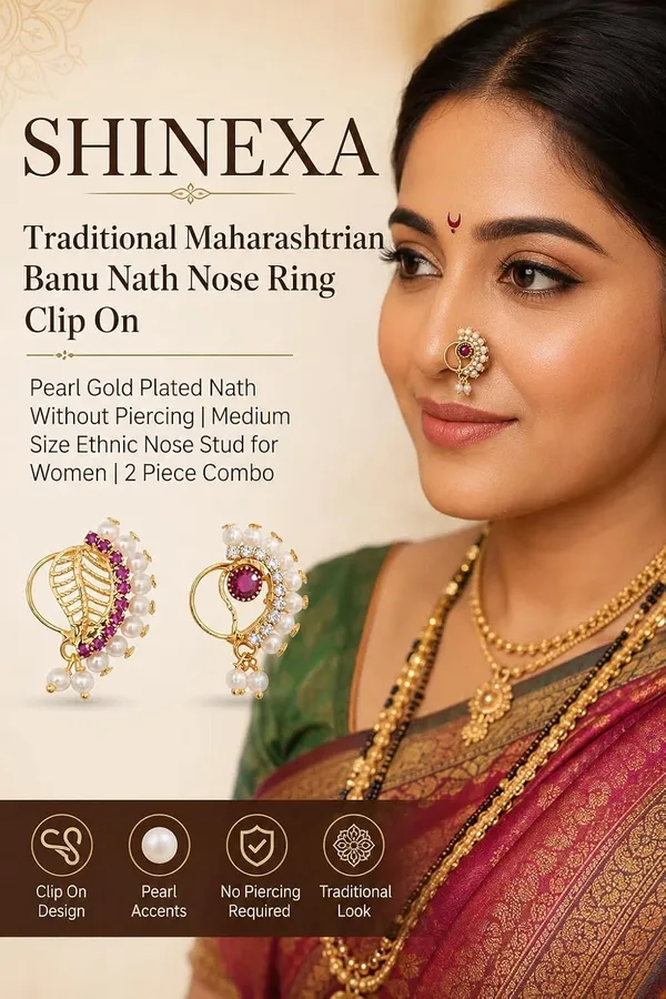 Traditional_Maharashtrian_Banu_Nath_Nose_Ring_Clip_On_|_Pearl_Gold_Plated_Nath_Without_Piercing_|_Medium_Size_Ethnic_Nose_Stud_For_Women_|_2_Piece_Combo