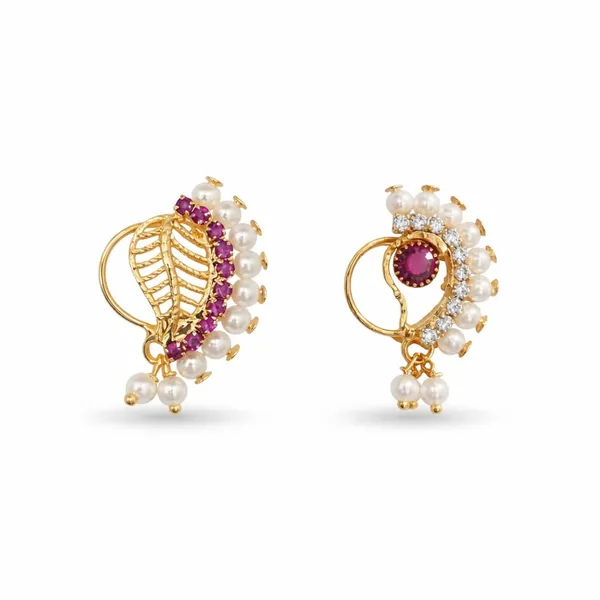 Traditional_Maharashtrian_Banu_Nath_Nose_Ring_Clip_On_|_Pearl_Gold_Plated_Nath_Without_Piercing_|_Medium_Size_Ethnic_Nose_Stud_For_Women_|_2_Piece_Combo