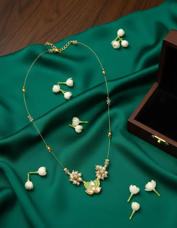 Lotus_Pendant_Necklace_For_Women_|_Pearl_Necklace_With_Invisible_Chain_|_Lightweight_Gold_Tone_Stylish_Jewellery_For_Girls_|_Daily_Wear,_Office_&_Party_Use
