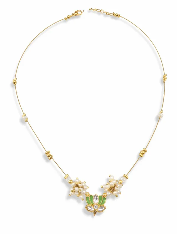 Lotus_Pendant_Necklace_For_Women_|_Pearl_Necklace_With_Invisible_Chain_|_Lightweight_Gold_Tone_Stylish_Jewellery_For_Girls_|_Daily_Wear,_Office_&_Party_Use