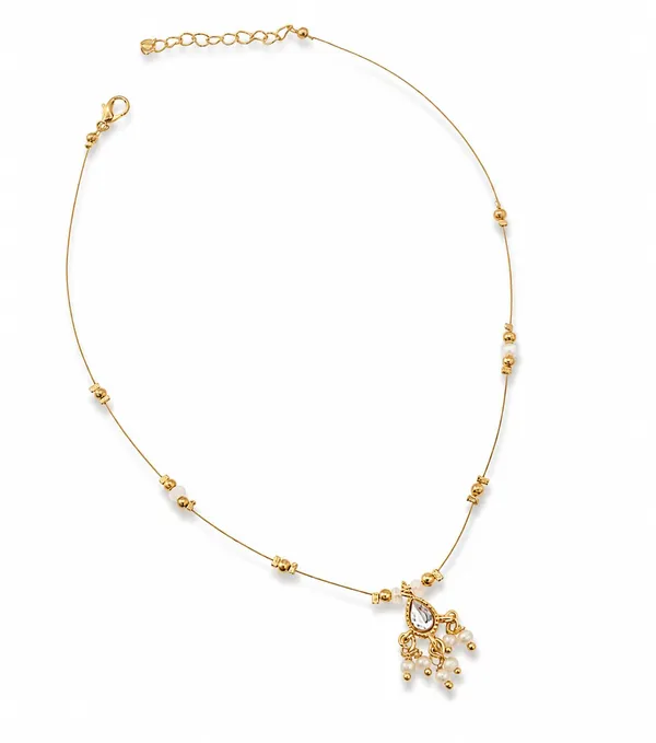 Invisible_Necklace_For_Women|Gold_Plated_Diamond_Floral_Pendant_Necklace_For_Girls
