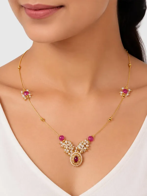 Invisible_Necklace_For_Women_|_Pink_Stone_&_Pearl_Gold_Plated_Lightweight_Traditional_Jewellery_For_Party,_Function_&_Daily_Wear