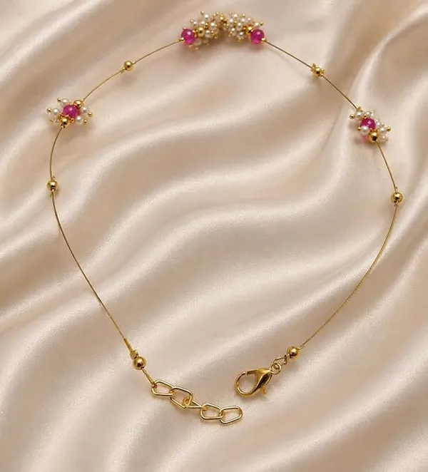 Jewellery_Invisible_Necklace_For_Women_|_Pink_Stone_&_Pearl_Gold_Plated_Traditional_Necklace_|_Lightweight_Elegant_Chain_Pendant_Jewellery_For_Party,_Wedding,_Function_&_Daily_Wear
