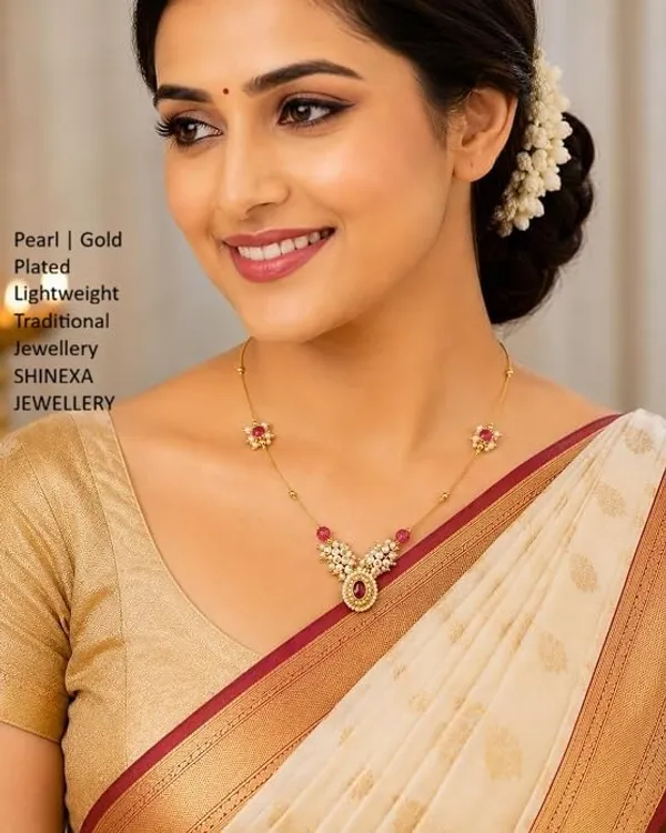 Jewellery_Invisible_Necklace_For_Women_|_Pink_Stone_&_Pearl_Gold_Plated_Traditional_Necklace_|_Lightweight_Elegant_Chain_Pendant_Jewellery_For_Party,_Wedding,_Function_&_Daily_Wear