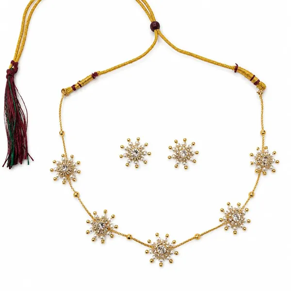 Fashion_Latest_Stylish_Design_Fancy_Traditional_Necklace_Jewellery_Set_For_Women_|_Gold_Plated_Adjustable_Moti_Pearl_Necklace_Set_With_Diamond_(Cz)_Floral_Design_&_Matching_Stud_Earrings