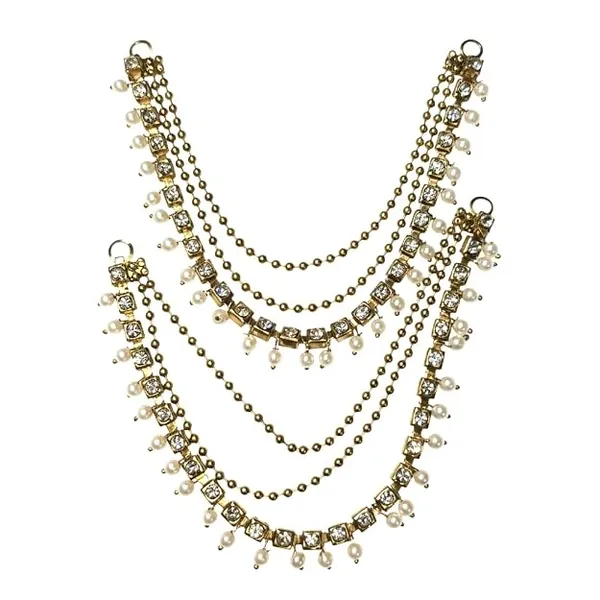 Brass_copper_Gold_Plated_three_layer_long_bridal_wedding_moti_ear_chain_Champaswaralu_earchains_Pearl_Ear_Chains_for_Hair_heavy_Jhumka_Jhumki_Traditional_Earrings_for_women_girls