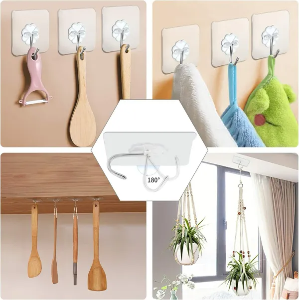 24_pic_Elencraft_Wall_Hooks_|_Heavy_Duty_Self_Adhesive_Hooks_Transparent_Waterproof_Sticky_Hooks_Hook_24_(Pack_of_24)