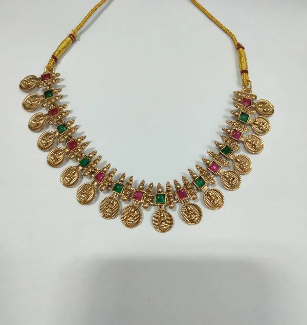 Gold_Plated_Temple_Coin_Necklace_Set_with_Multicolor_Stones_&_Jhumka_Earrings