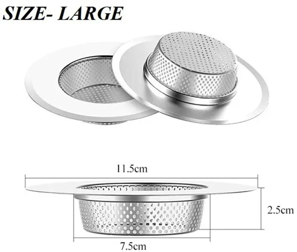KitchenFest_2_Pcs_Stainless_Steel_Sink_Strainer_Kitchen_Drain_Net_Basin_Basket_Filter_Stopper_Drainer/Jali_Strainer_(Steel_Pack_of_2)