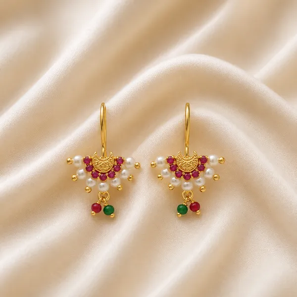 Traditional_Chandrakor_Maharashtrian_Pressing_Bugadi_Earrings_|Stone_Accents_And_Gold_Finish_Bugadi_For_Women