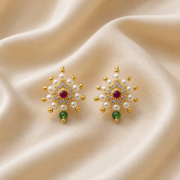 Traditional_Maharashtrian_Pressing_Bugadi_Earrings_|_Flower_Design_Red_Stone_Green_Drop_Bugadi_For_Women