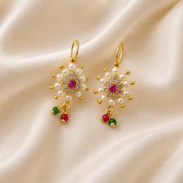 Traditional_Maharashtrian_Pressing_Bugadi_Earrings_|_Flower_Pattern_Red_Green_Stones_Bugadi_For_Women