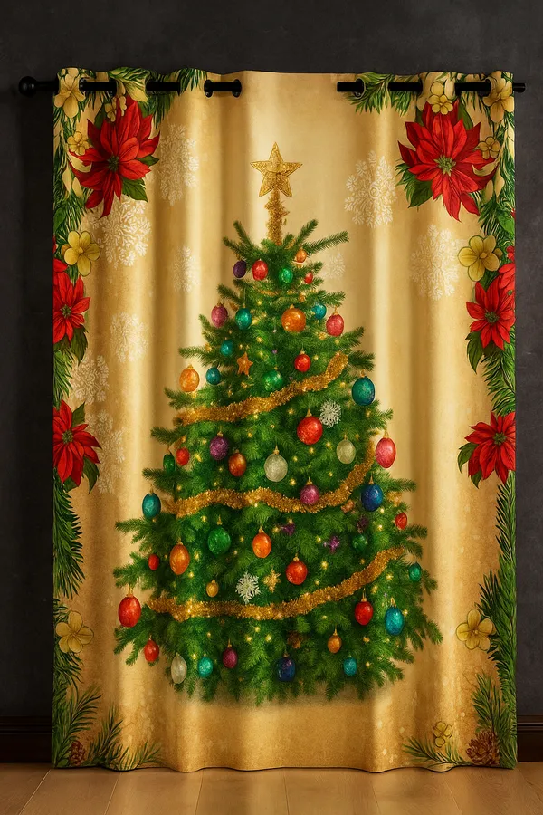 Pack_Of_2_-Printed__Multicolor_christmas_Tree_Polyester_Semi_Blackout__Curtain