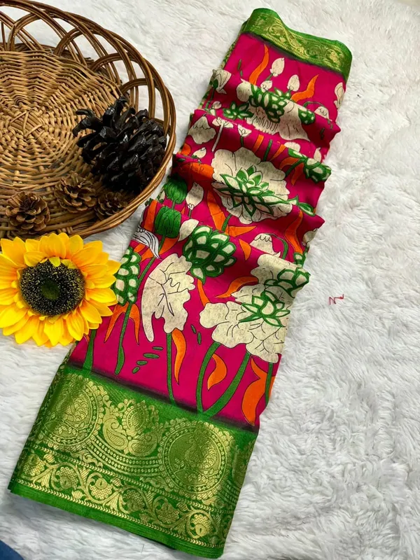 Dola_Silk_Jaquard_Border_Printed_Saree_With_Blouse