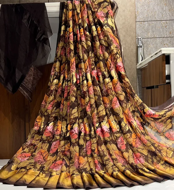 Sattin_Patta_Georgette_Printed_Saree_With_Blouse