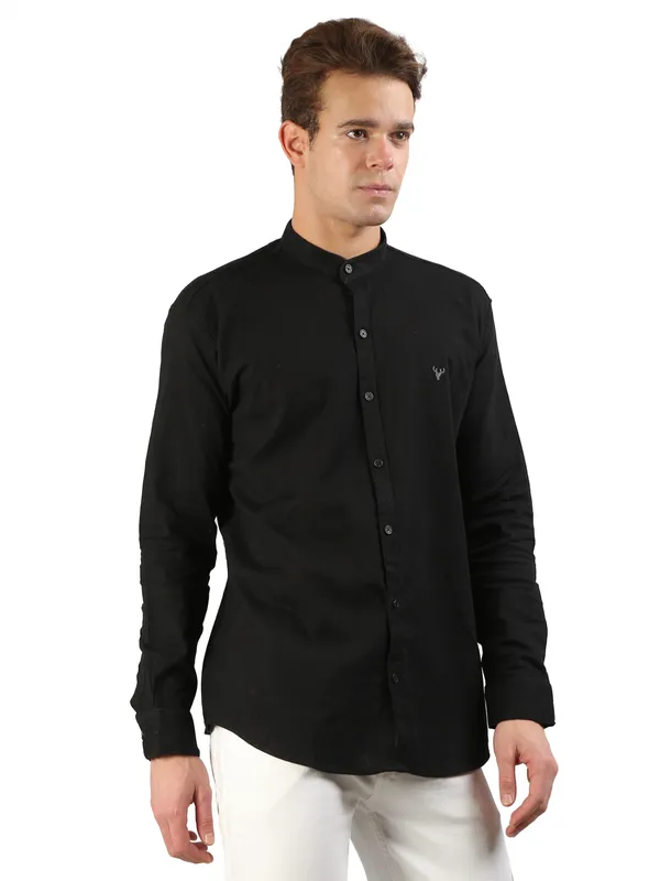 Men's_Black_Cotton_Full_Sleeve_Short_Kurta_Shirt_with_Mandarin_Collar