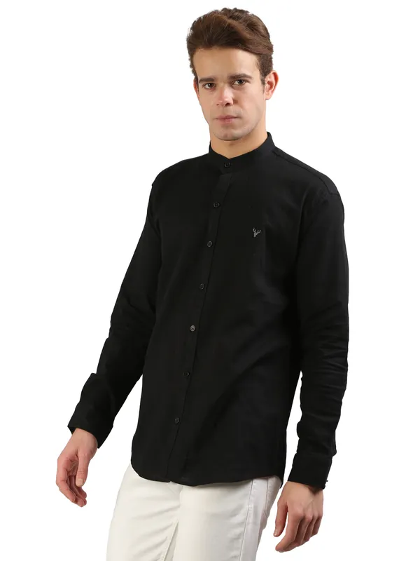 Men's_Black_Cotton_Full_Sleeve_Short_Kurta_Shirt_with_Mandarin_Collar