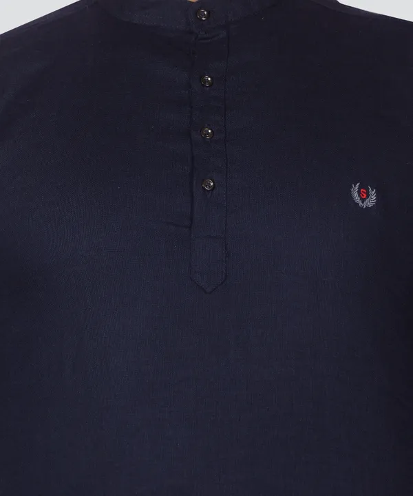 Men's_Navy_Cotton_Full_Sleeve_Short_Kurta_Shirt_with_Mandarin_Collar