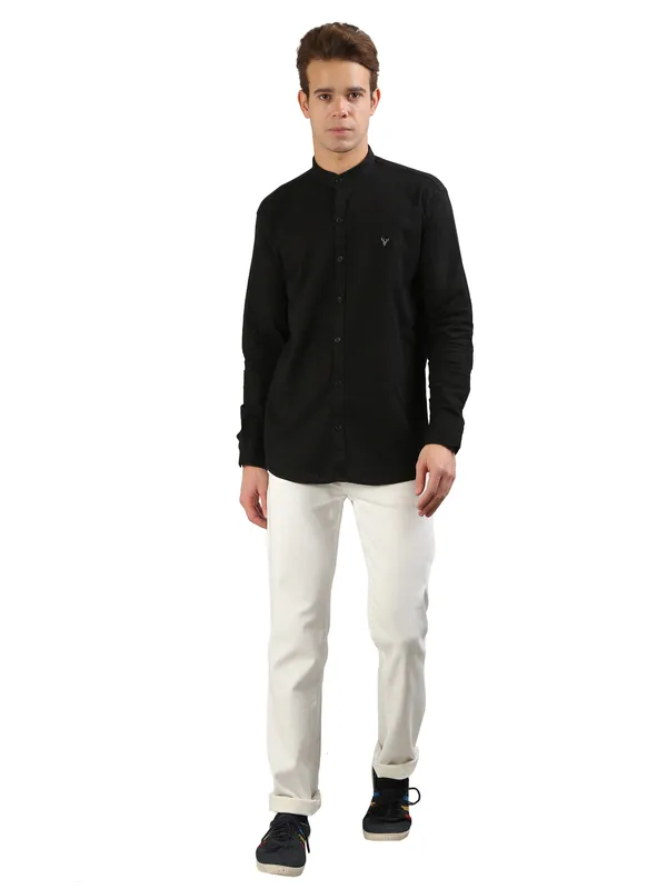 Men's_Black_Cotton_Full_Sleeve_Short_Kurta_Shirt_with_Mandarin_Collar