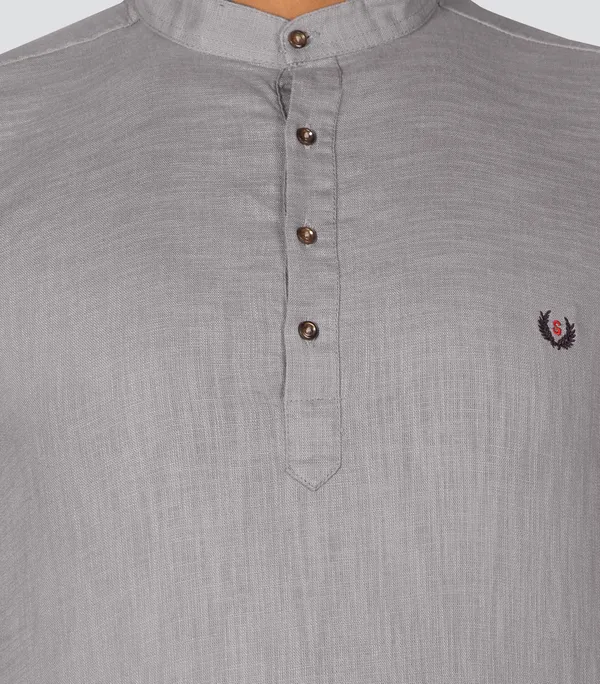 Men's_Grey_Cotton_Full_Sleeve_Short_Kurta_Shirt_with_Mandarin_Collar