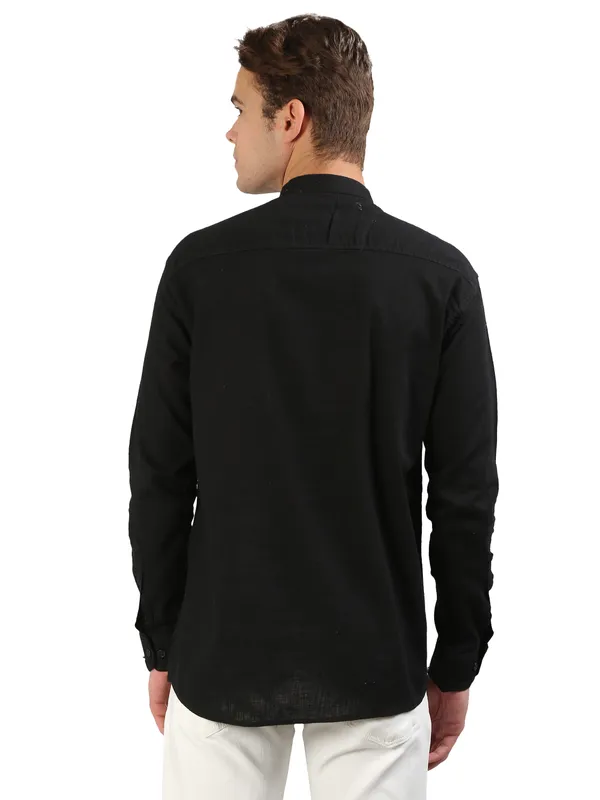 Men's_Black_Cotton_Full_Sleeve_Short_Kurta_Shirt_with_Mandarin_Collar