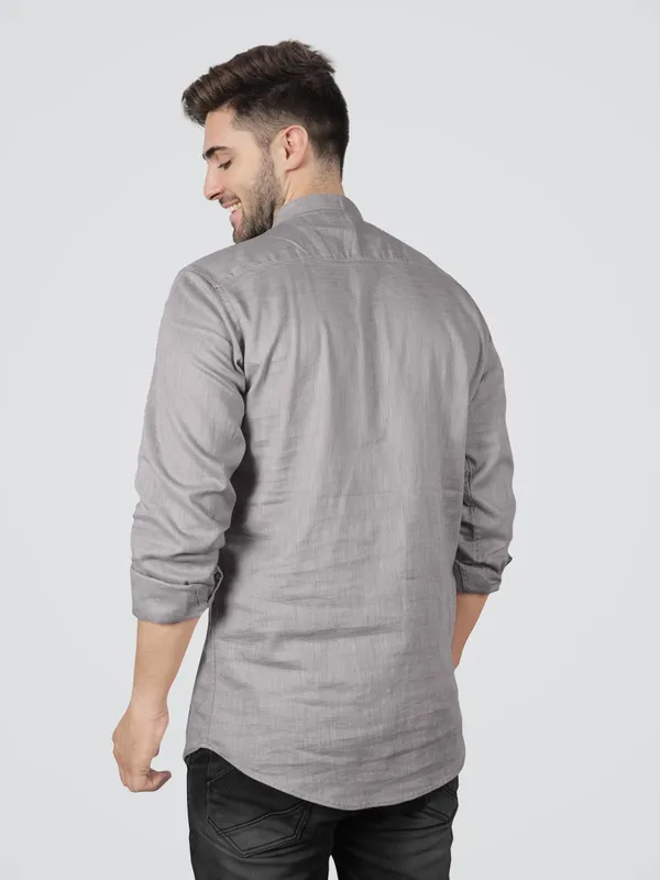 Men's_Grey_Cotton_Full_Sleeve_Short_Kurta_Shirt_with_Mandarin_Collar