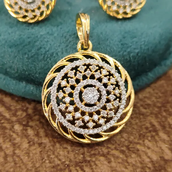 American_Diamond_Mandala_Pendant_Set_|_Elegant_Pendant_&_Stud_Earrings_for_Festive_Wear