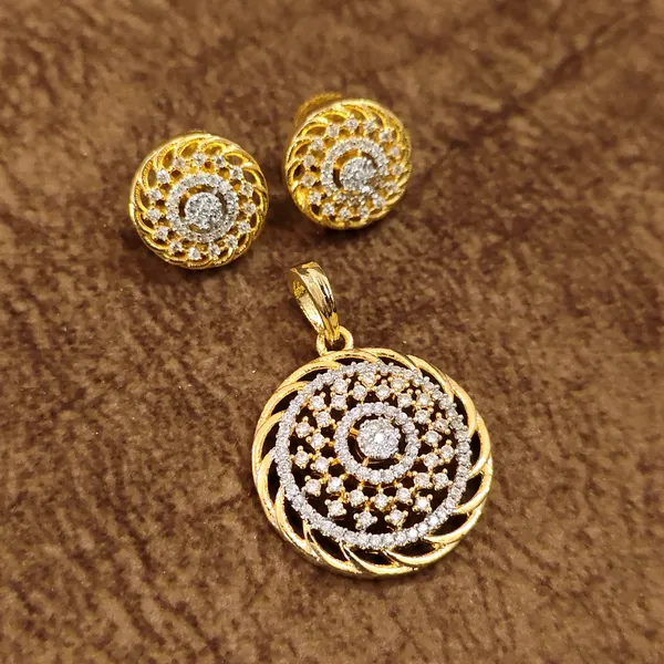 American_Diamond_Mandala_Pendant_Set_|_Elegant_Pendant_&_Stud_Earrings_for_Festive_Wear