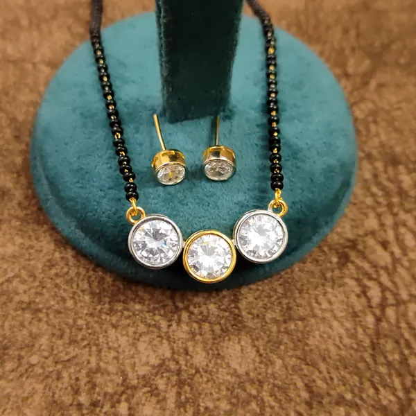 American_Diamond_Mangalsutra_Set_|_Delicate_Gold-Plated_Pendant_&_Stud_Earrings