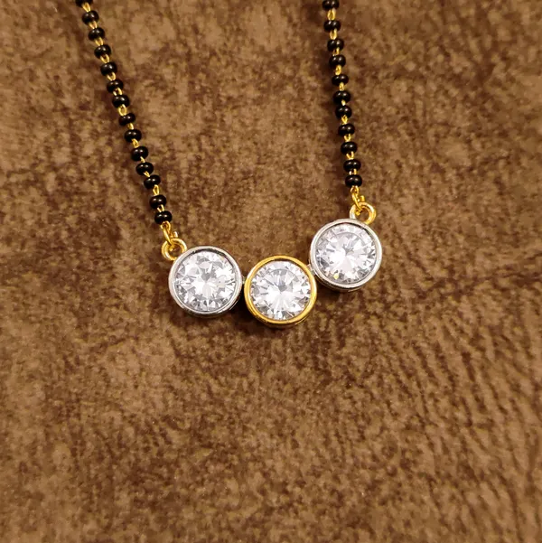 American_Diamond_Mangalsutra_Set_|_Delicate_Gold-Plated_Pendant_&_Stud_Earrings
