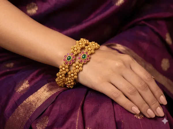 Antique_Gold_Ruby_Green_Floral_Temple_Bangles_|_Traditional_Bangles_for_Weddings_&_Festive_Wear