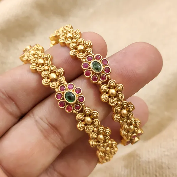 Antique_Gold_Ruby_Green_Floral_Temple_Bangles_|_Traditional_Bangles_for_Weddings_&_Festive_Wear