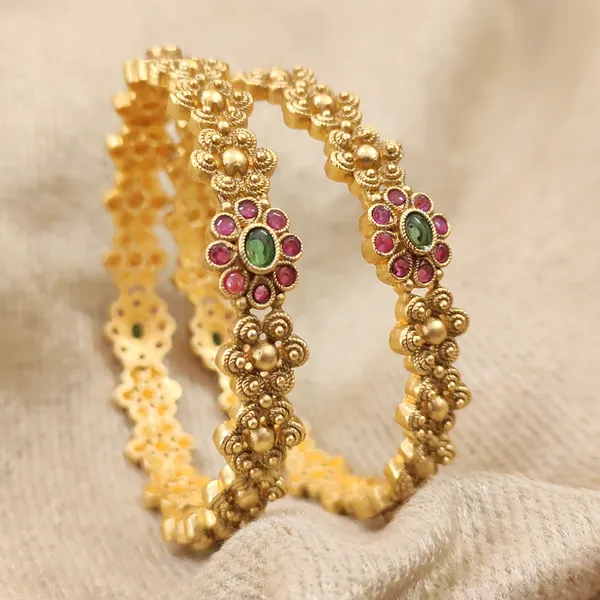 Antique_Gold_Ruby_Green_Floral_Temple_Bangles_|_Traditional_Bangles_for_Weddings_&_Festive_Wear