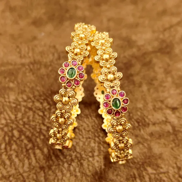 Antique_Gold_Ruby_Green_Floral_Temple_Bangles_|_Traditional_Bangles_for_Weddings_&_Festive_Wear